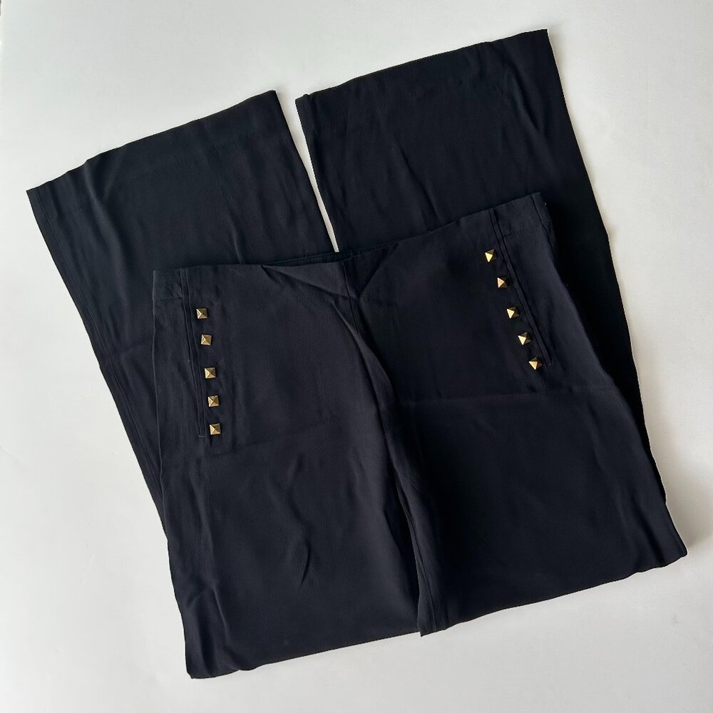 Zara Women's Black Viscose Pants w/ Gold Studs
